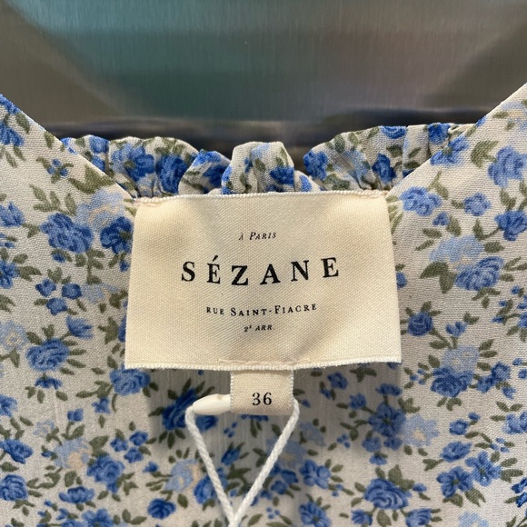 NWT Sezane Phily Dress Blue Flowers Size 4 $240 - Picture 7 of 10